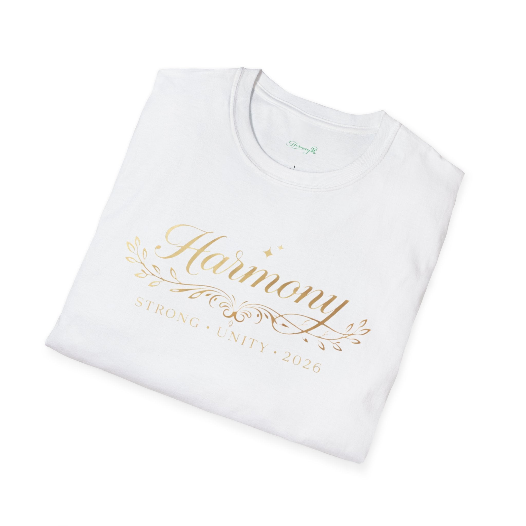 Harmony Script T-Shirt — Minimal Botanical Logo Tee