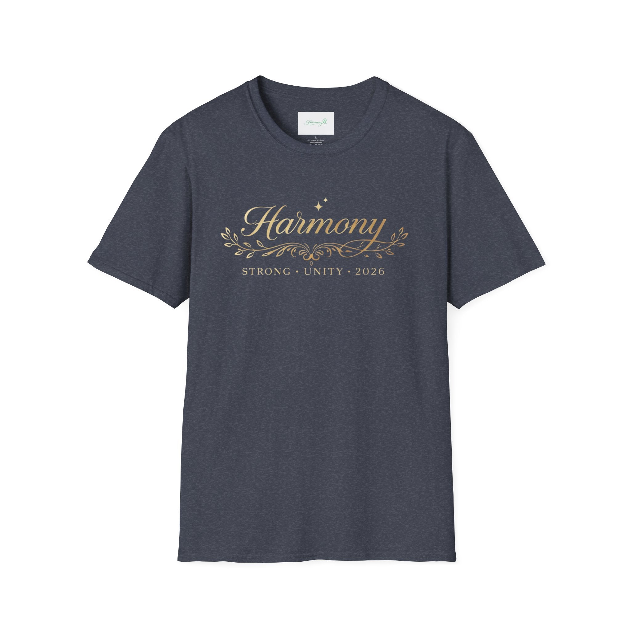 Harmony Script T-Shirt — Minimal Botanical Logo Tee