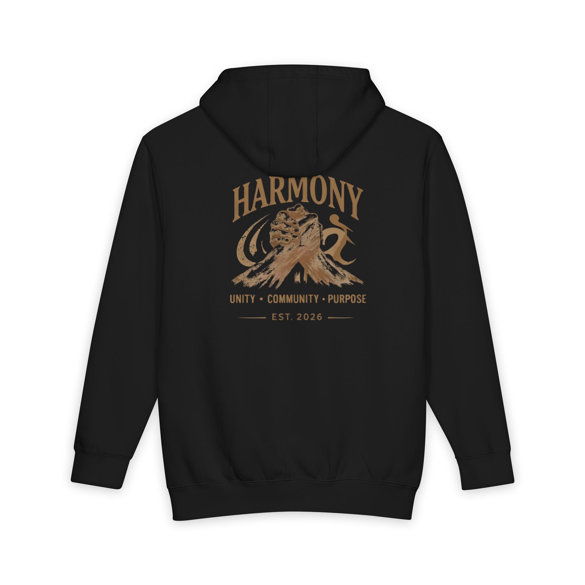 Harmony Pullover Hoodie — "Harmony: Stronger Together" Script Graphic