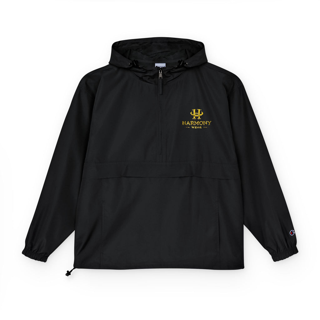 Copy of Packable Anorak Jacket — Black Windbreaker with Green Floral "Aqua" Logo