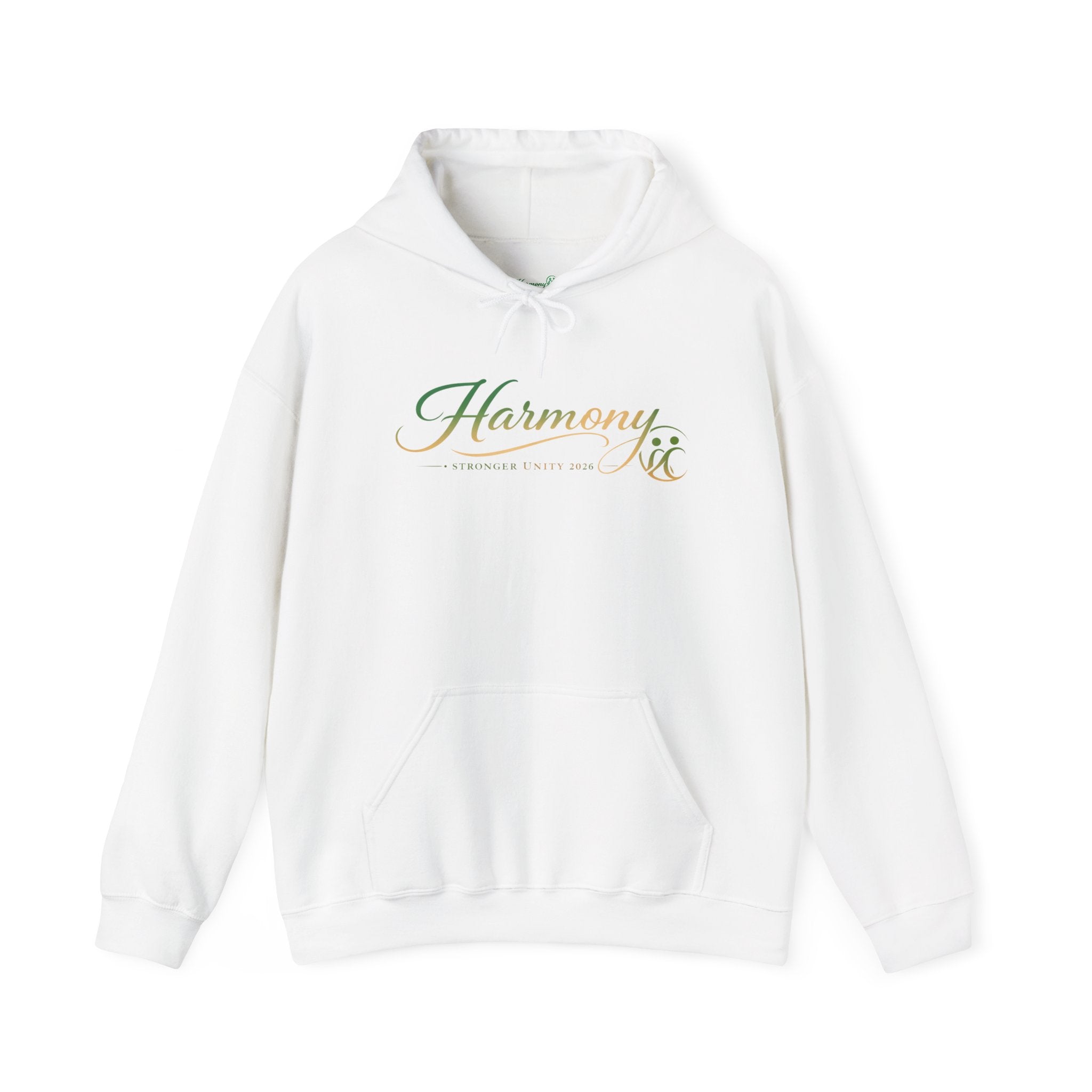 Copy of Harmony Script Hoodie — Minimalist White Pullover with Green 'Harmony' Script