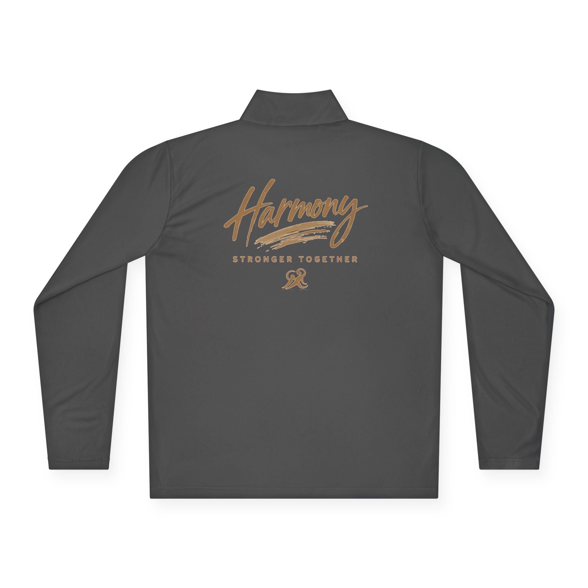 Harmony Quarter-Zip Pullover — "Harmony" Script Pullover with "Stronger Together" Back