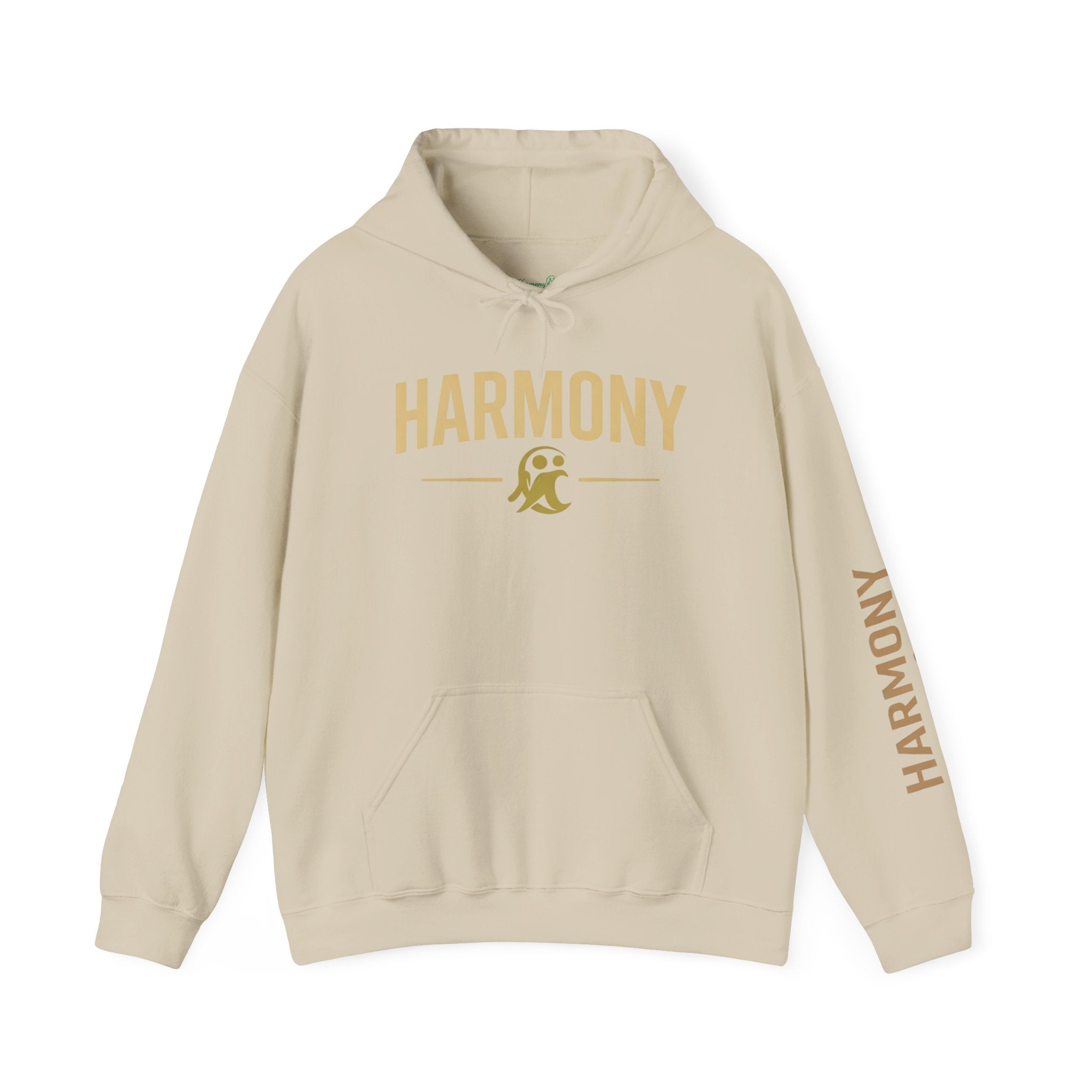 Copy of Harmony Script Hoodie — Minimalist White Pullover with Green 'Harmony' Script